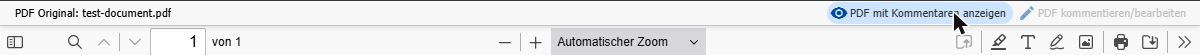 Leiste der Ansicht nach Klick auf Original anzeigen